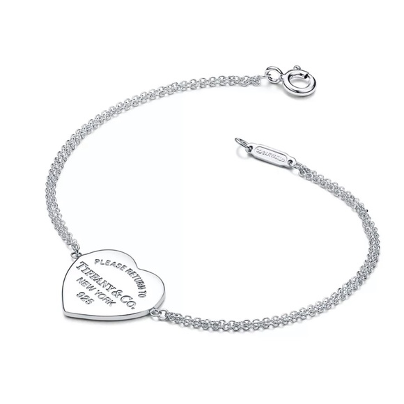 Heart Tag Double Chain Bracelet in Silver - Picture 5 of 7